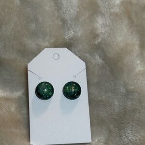 Emerald Sparkle Stud Earrings